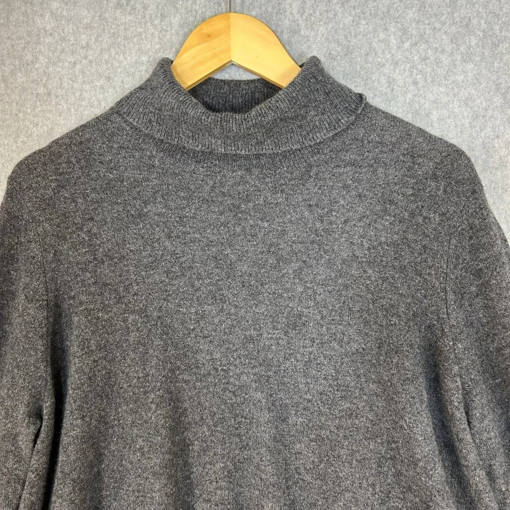MAGASCHONI Cashmere Turtleneck Sweater Asymmetric Hem Charcoal Gray Womens Large - Picture 8 of 13